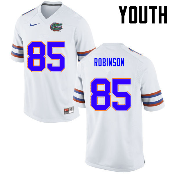 Youth Florida Gators #85 James Robinson College Football Jerseys-White - Click Image to Close